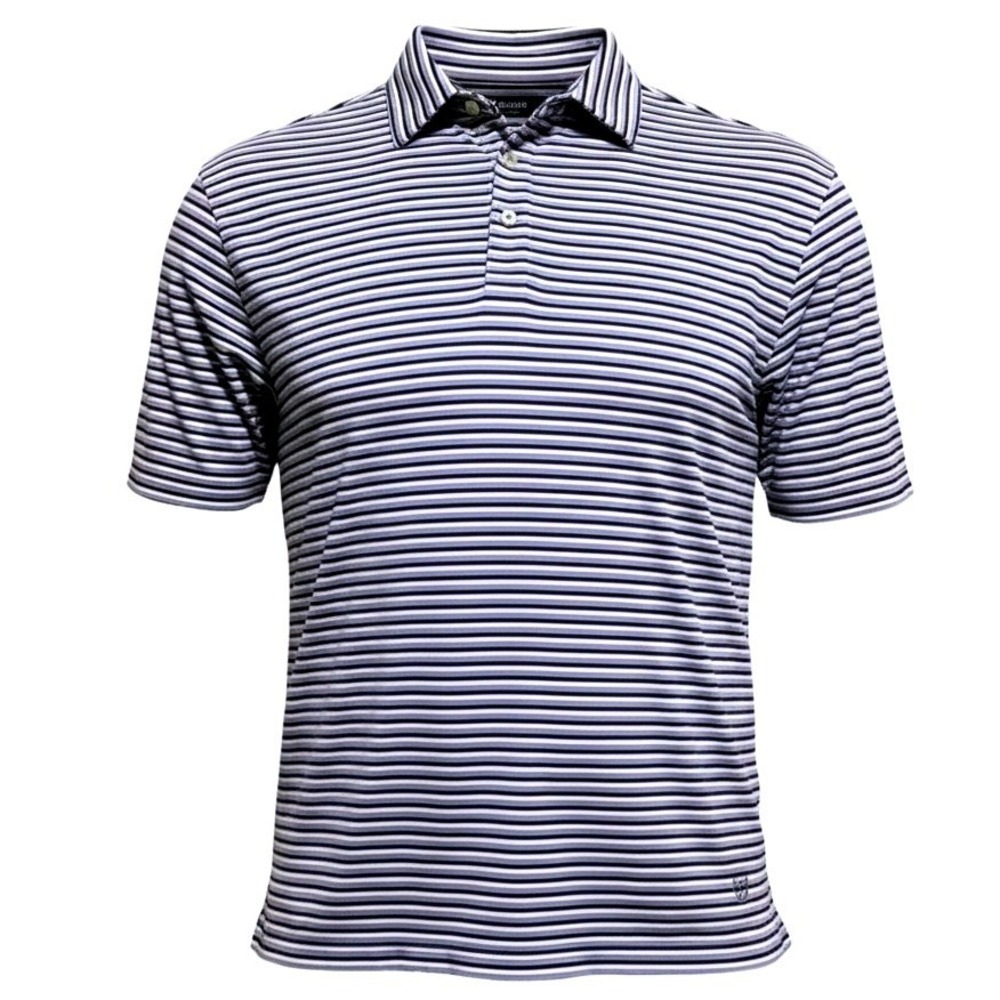 Cremieux Polo Shirt Mens XL Blue Striped Short Sleeve Cotton Spandex Casual